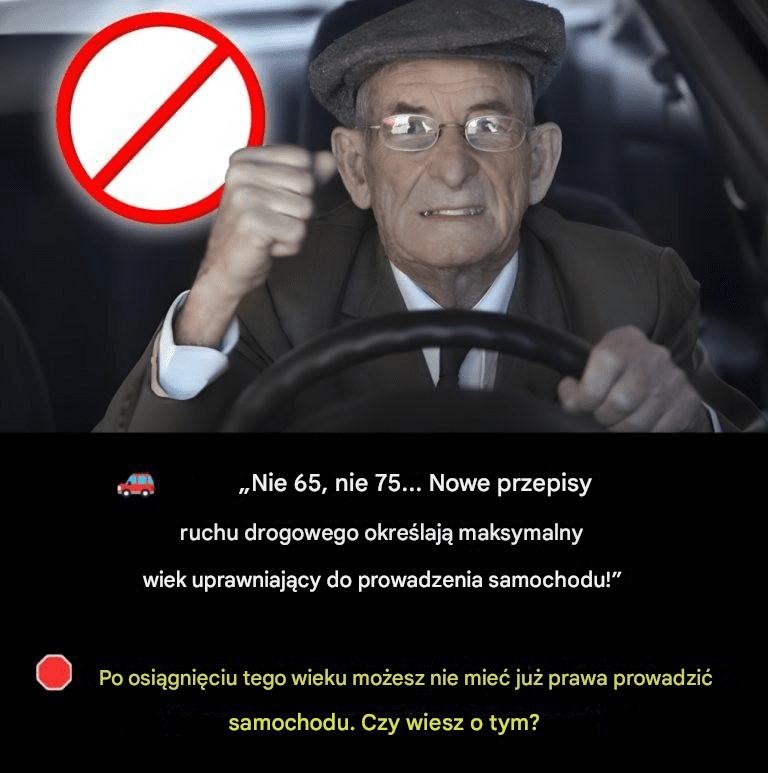 Nr 65 lub 75 lat: Kodeks drogowy wyznacza ten maksymalny wiek dla prowadzenia pojazdu mechanicznego.