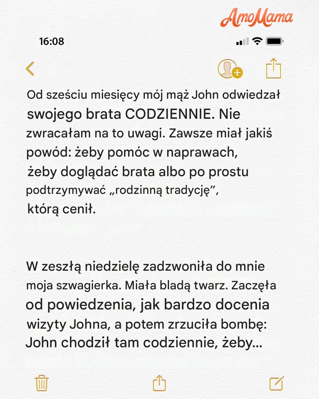 Mój mąż odwiedzał swojego brata codziennie przez ostatnie sześć miesięcy. Kiedy moja bratowa zadzwoniła do mnie w zeszłą niedzielę, byłam w szoku.