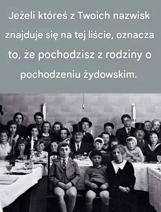 Jeżeli Twoje nazwisko znajduje się na tej liście, możesz mieć żydowskie pochodzenie.