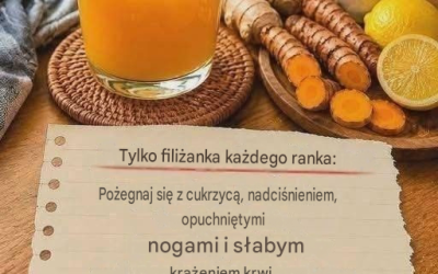 Napój prozdrowotny z kurkumą, imbirem i cytryną