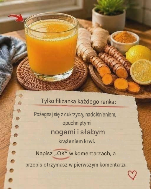 Napój prozdrowotny z kurkumą, imbirem i cytryną