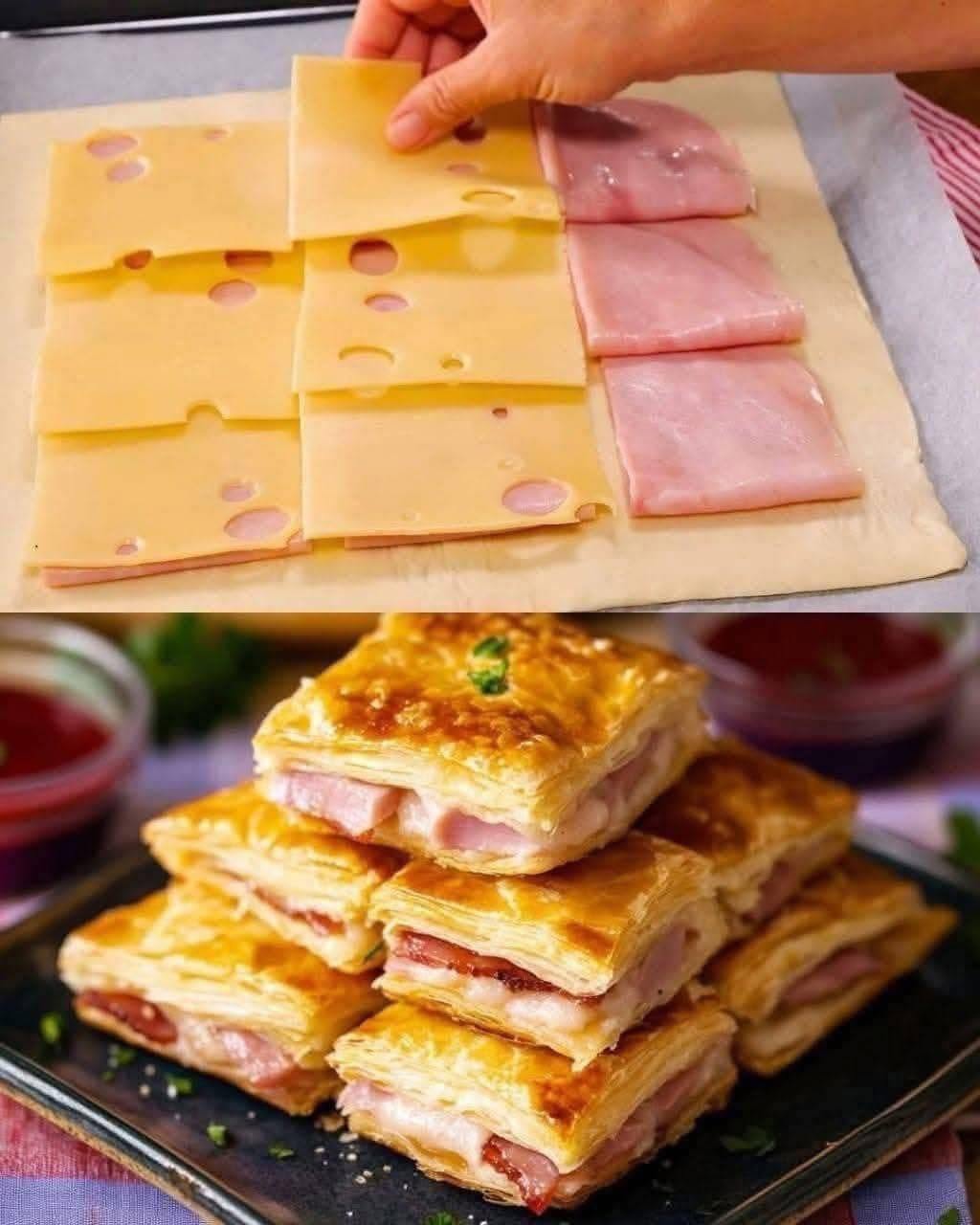 Ciasto francuskie z szynką i serem